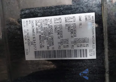 2018 Nissan Pathfinder Sl z USA, uszkodzony, nr VIN 5N1DR2MN9JC634377